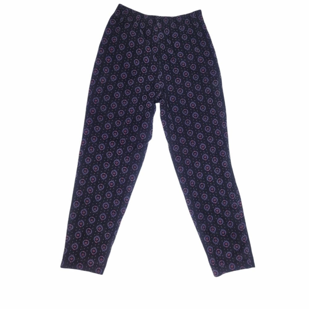 VINTAGE 90s pants high rise printed pull‎ on corduroy S/M - Picture 2 of 8